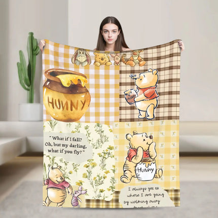 Winnie The Poohs Blanket  Super Warm Graphic Plush Bedding Throws For Child Living Room Flannel Bedspread Bed Cover