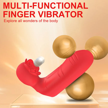 10 Frequency Rose Double Vibration Finger Cover For Female Clitoris Stimulation G-spot Anal Massage Sex Toy Adult Product