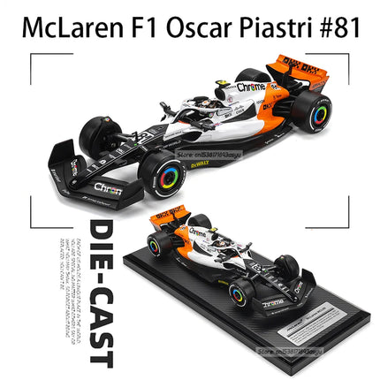 CCA MSZ 1:24 White Monaco version McLaren F1 2023 MCL60 4# Lando Norris 81# Oscar Piastri alloy car model toy series collection