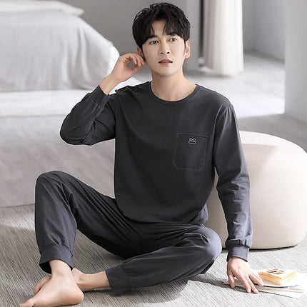 Men's Pure Cotton Spwear Long Sve Autumn Winter Home Clothes Set Can Be Worn outside Casual Sle Printed with kets