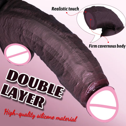 3 Sizes Realistic Soft Brown Dildo Huge Thick Fake Penis Double Silicone Cock Woman Man Masturbation Suction Cup Anal Sex Toys