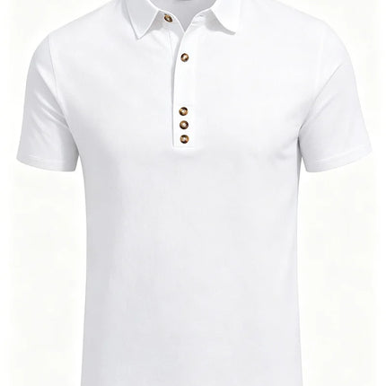 2026 Summer Men Cotton Linen Polo Shirt Short Sleeve Turn Down Collar Loose Fit Casual Daily Office Beach Travel Solid Color Top