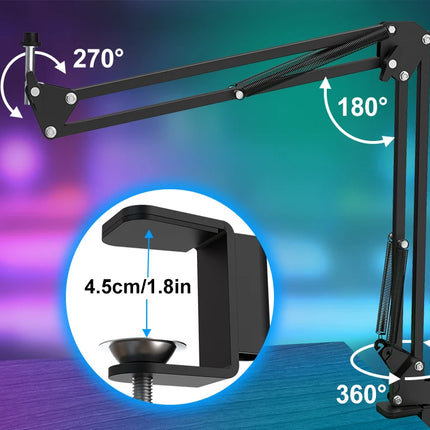 Haomuren Professional USB Streaming Podcast PC Microphone Studio Cardioid Condenser Mic Kit with Boom Arm For Recording YouTube