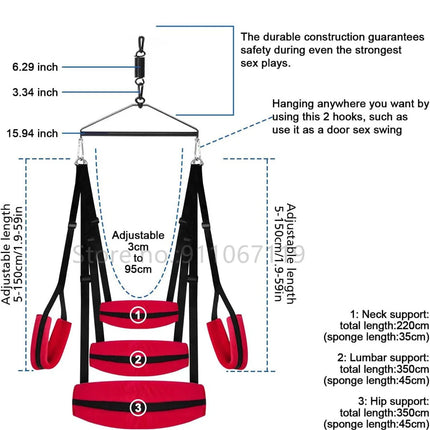 5 Pads Strap Adult Hanging Sex Swing Sexual Posture Assist Flying Sling Metal Tripod Stent Sex Furniture Erotic Toys for Couples