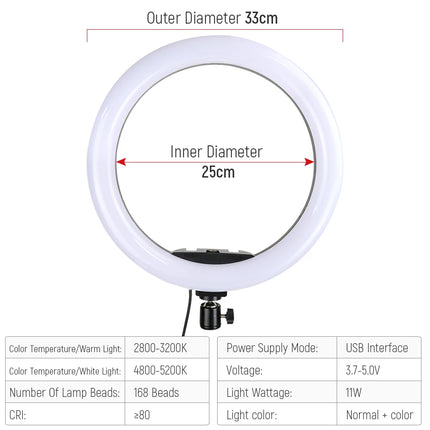 13Inch 33CM RGB Selfie Ring Light Photography Fill Lighting LED Ring Lamp for Video Recording Live Broadcast Selfie LED Lamp