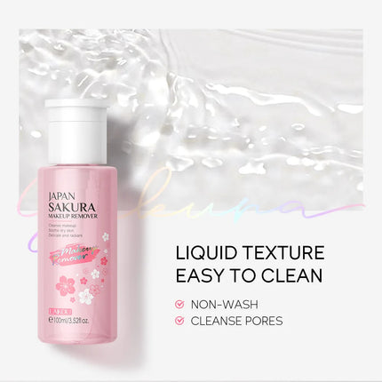 LAIKOU Japan Sakura Makeup Remover: The Ultimate Sensitive-Skin Solution for Deep Cleansing and Gentle Makeup Removal 100ml