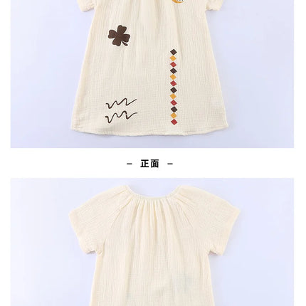 RAISE 2026 Summer Siblings Attires Children Pure Cotton Pajamas Set Kids Boys Tees+shorts Homewear Suit Kids Girls Print Dress