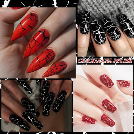 7ml Crackle Gel Nail Polish Cracking Nail Gel Quick Dry Nail Art Varnishes Hybrid Semi Permanent Soak Off Base Top Coat tool