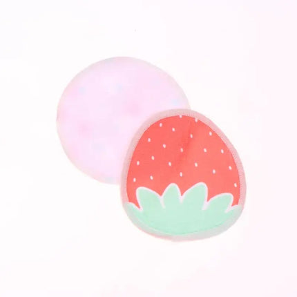 〔HBA16〕 10 Pcs Makeup Remover Pads Washable Double-Layer Strawberry Print Cleaning Cotton Reusable Facial Make Up Removal Pads