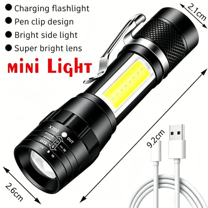 EDC Mini LED Flashlights Rechargeable Magnetic Torch Clip-On EDC Handheld Work Light for Hiking Camping Dog Walking Emergencies