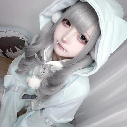 Y2k Subculture Long Sleeve Hoodie Women Casual Sweet Cat Ears Sweatshirt Patchwork Solid Kawaii Zipper Punk Style 2025 Autumn