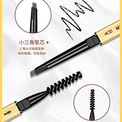 Gold Bar Double Ended Eyebrow Pencil - Ultra Fine 0.5mm Triangle Tip Waterproof & Smudge-proof for 3D Natural Brows