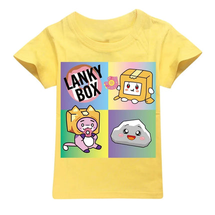 Kawaii Boys T-shirt Cartoon Lanky Box Cute Print Short Sleeve Girls Clothes Summer Casual Fashion Funny Cotton Children Tops Tee