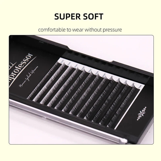 Lashprofessor Soft Natural Volume Cashmere Matte Black Lashes Trays B/L/M Curl 5-15mm Korean PBT Individual Eyelashes Extension