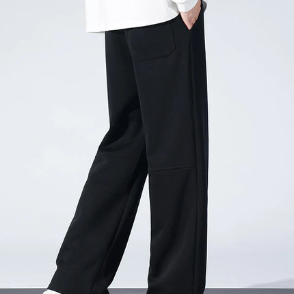 Autumn Men Sweatpants Fashion Splicing Pants Drawstring Wide Leg Neutral Straight Track Pants Cotton Loose Casual Trousers