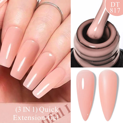 MEET ACROSS 7ml Rubber Base Gel Glitter Nude Pink White 2 In 1 Gel Nail Polish Nail Art Varnish For Nails Winter Autumn Manicure