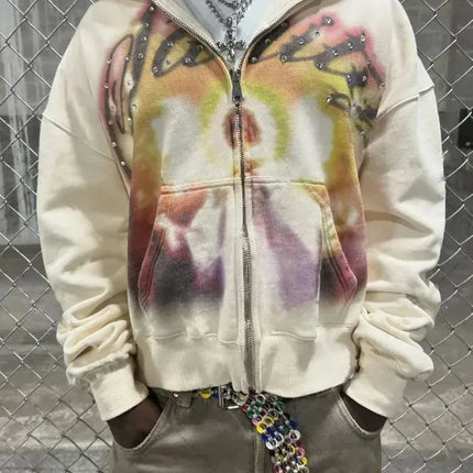 American Retro Autumn And Winter High Street Design Hooded Cardigans Men And Women Harajuku Aesthetics Hooded Sweatshirt Jackets