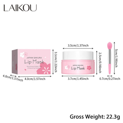 LAIKOU Sakura Lip Mask 8g - Overnight Hydrating Balm, Anti-Aging Plumping & Repair | Smooth Fine Lines, Dryness Treatment