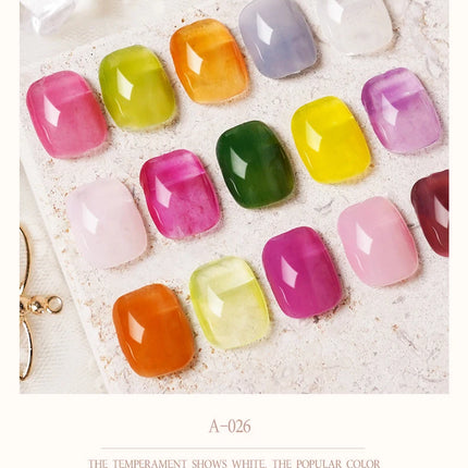 Jelly Transparent Ice Through Gel Nail Polish Pink Skin Color Semi Permanent Manicure Top Coat Soak Off UV Gel Varnish Nail Art