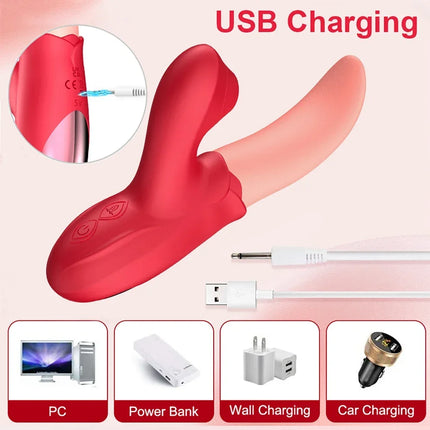 Powerful Tongue Vibrator Female Licking Clitoris Nipple Stimulator Sucking Vagina Massager Masturbation Sex Toys for Women 18+