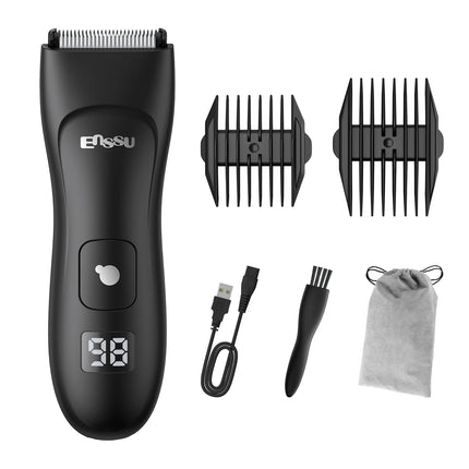 ENSSU Men's Body Hair Trimmer, Electric Groin Pubic Groomer, Waterproof Ceramic Blade, LCD Display, Men's Grooming Kit