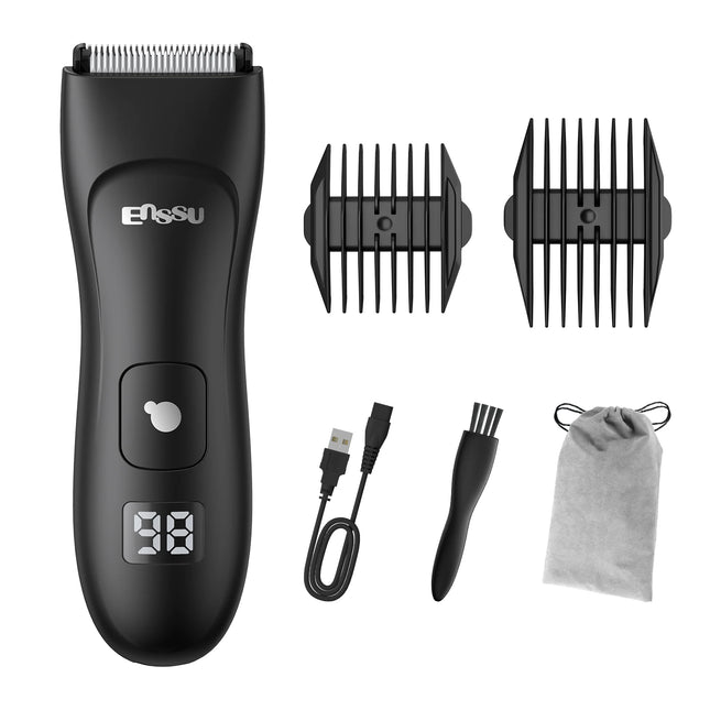 ENSSU Men's Body Hair Trimmer, Electric Groin Pubic Groomer, Waterproof Ceramic Blade, LCD Display, Men's Grooming Kit