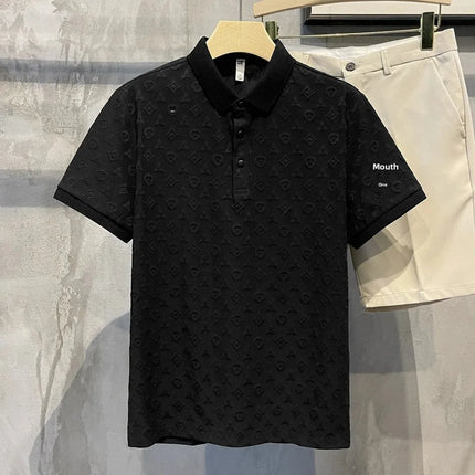 Fashionable Lightweight Handsome Polo Shirt Summer New Style Comfortable Breathable Slim Fit Collar Short Sleeve Men's T-shirt