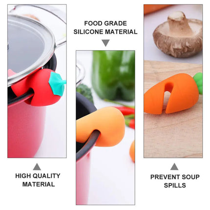 3Pcs Silicone Pot Lid Anti-spill Rack Heat-resistant Anti-Overflow Stoppers Pot Cover Lifter Holder Creative Kitchen Tool Gadget