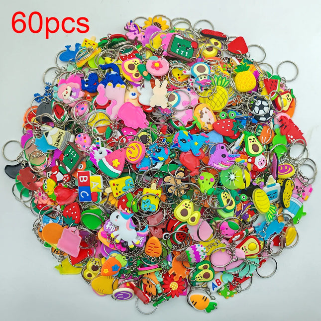60Pcs (Mix) Random style Cartoon keychain， Ornament Bag Wallet Pendant keyring Classroom prizes ，Birthday party Gifts