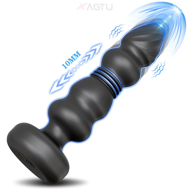 Thrusting Anal Beads Butt Plug Vibrator Male Prostate Massager Telescopic Vibrating Anal Plug Stimulator Sex Toys for Women Men