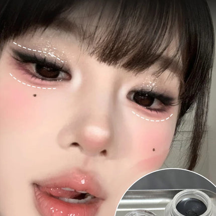 Waterproof Matte Red Eye Liner Paste with Blade Brush Soft Easy Coloring Slim Bold Gel Eyeliner Silkworm Cream Natural Tint