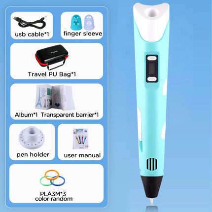 3D Pen Drawing Printing Pen With LCD Screen Compatible PLA Filament Toys Safe Paiting for Children DIY Toy Gift