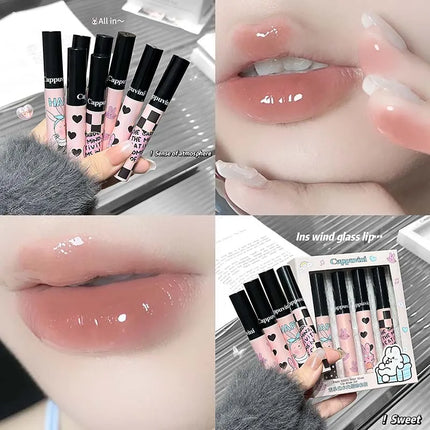 Four Color Happy Rabbit Water Gloss Lip Glaze Set Light and Smooth Texture Moisturizing Easy to Color Lip Gloss Lipstick