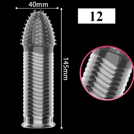 1PCS Transparent Penis Covers Extender Men's Crystal Wolf Tooth Condoms Finger Cock Ring Adult Sex Toys For Male Penis Sleeve