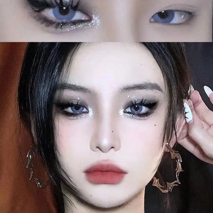 6 Colors Eye Shadow Palette Punk Smoky Black Glitter Pearly Eyeshadow Palette Korean Shiny Blue Eyeshadow Contour Blush Makeup