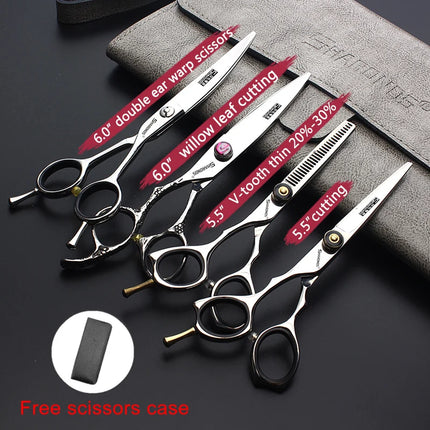 Left-handed 5.5/6 inch Barber Shop Professional Haircut Scissors for Barber Japanese 440C Steel Cutting Shears Salon Accessories