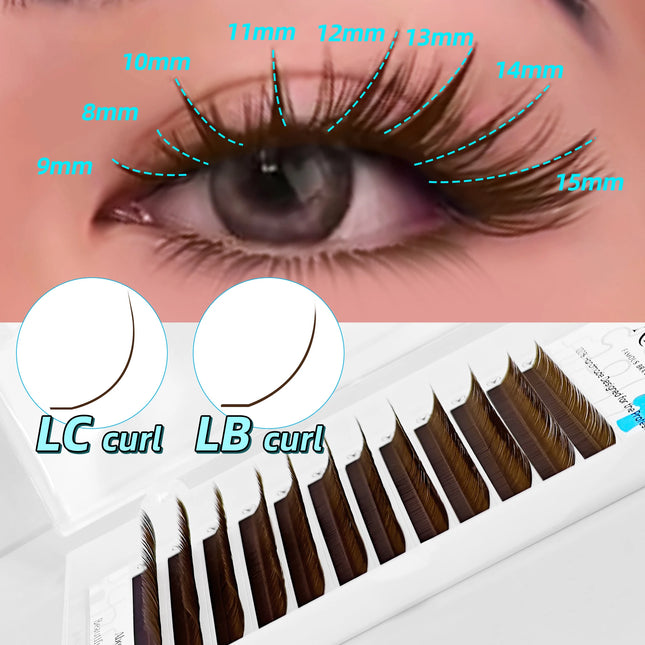 Abonnie LB Lashes Brown Classic Eyelash Extensions Russian Volume Lashes Fluffy Eyelashes for Anime Eyelashes