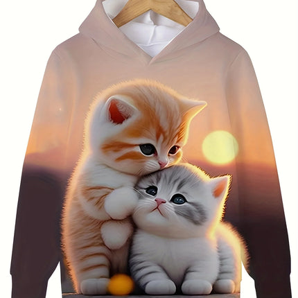 Children's Clothing Hoodies Girls Clothes Long Sleeve Cute Cat Print Casual Kid Summer Autumn Clothes Kids Clothes Outdoor Tops