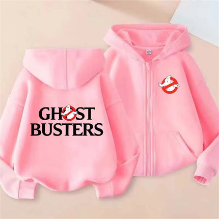 GhostBusters Kids Funny Cartoon Print Spring Autumn Zipper Hooded Sweatshirts 2-13 Years Boys Girls Streetwear Outfits Clothes