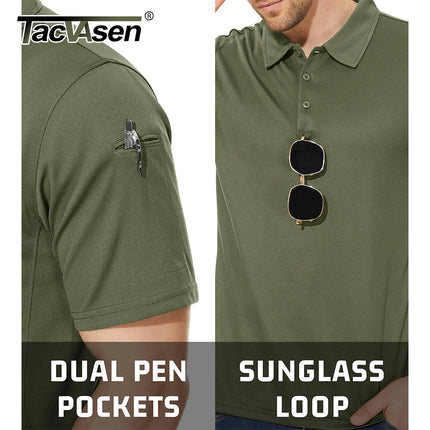 TACVASEN Summer Colorful Fashion Polo Tee Shirts Men's Short Sleeve T-shirt Quick Dry Team Work Green T-Shirt Tee Tops Clothing