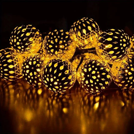 Solar Moroccan Ball String Lights 50/30/20 LED Detachable Solar Outdoor Decor Lights for Wedding Parties & Home Button Control