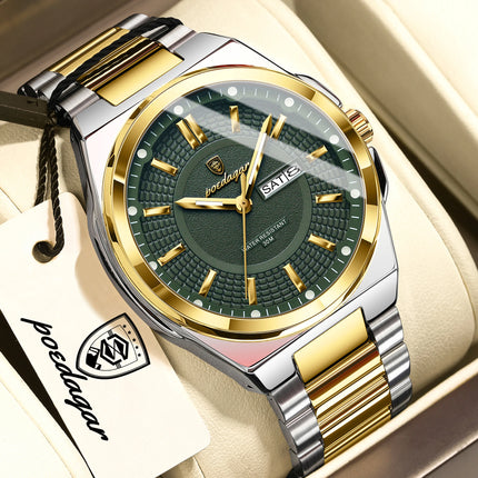 POEDAGAR Luxury Business Men's Watches Stainless Steel Waterproof Luminous Men's Watch Date Week Quartz Original Men's Wristwatches