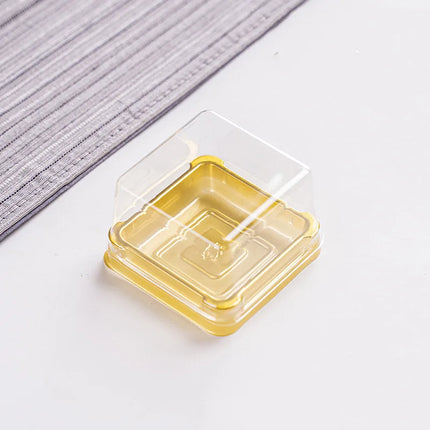 50pcs Clear Plastic Mini Cake Box Set  Baking and Kitchen Tools, ldeal for Camping, Dining, Restaurants and Bakeries