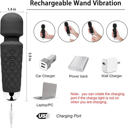 AV Vibrator Wand Personal Massager Clit Stimulator Sex Toy for Women 20 Patterns 8 Speeds Rechargeable Mini Vibrators Adult Toys