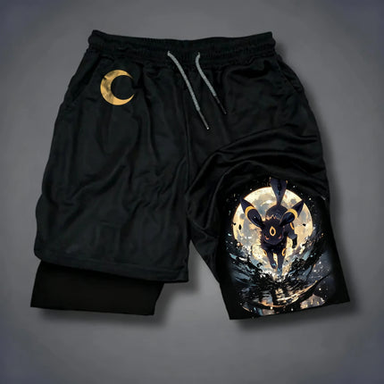 Pokémon Anime Eeveelution Printed 2-in-1 Double-layer Shorts 2026 Unisex Summer New Fitness Breathable Fast Drying Sports Shorts