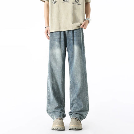 Men's Fashion Jeans Classic America Jeans Y2K Casual Baggy Jeans Straight Leg Retro Wide-legged Jeans Loose Suit Pants Trousers