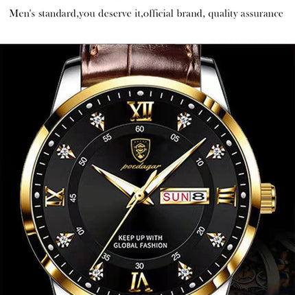 POEDAGAR Casual High Quality Men Watch Waterproof Luminous Leather Original Man Wristwatch Quartz Business Watches For Men Reloj