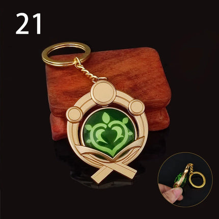 Anime Game Genshin Impact Vision Keychain Luminous 7 Element Weapons Eye Of Original God Toy Luminous Keyring Bag Pendant Gift