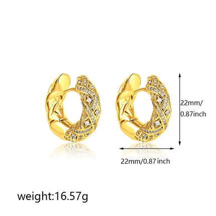 Fashion CZ Zircon Round Huggie Hoop Earrings for Women Geometric U Shape Ear Buckle Hoops Gold Plated Stainless Steel Jewelry