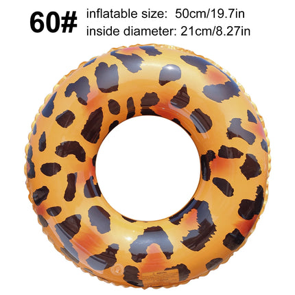 1PC Leopard Print Inflatable Swim Ring, Adult Pool Float, Animal Pattern Swimming Summer Beach Water Toy Pool Party Ring